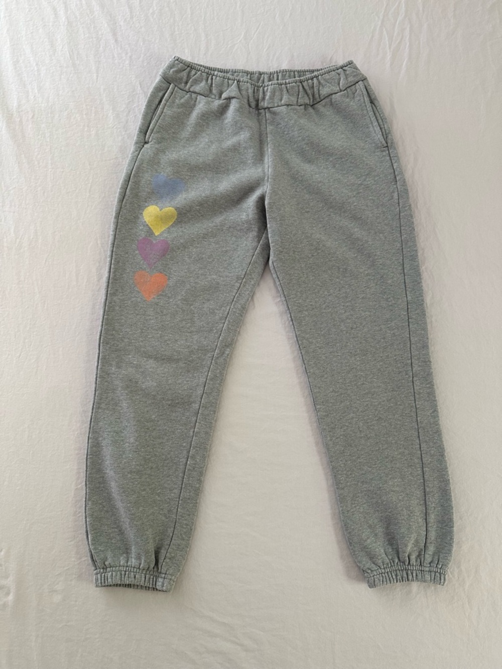 Pact Organic Cotton Gray Joggers Small Heart Print Cozy Lounge Sweatpants S